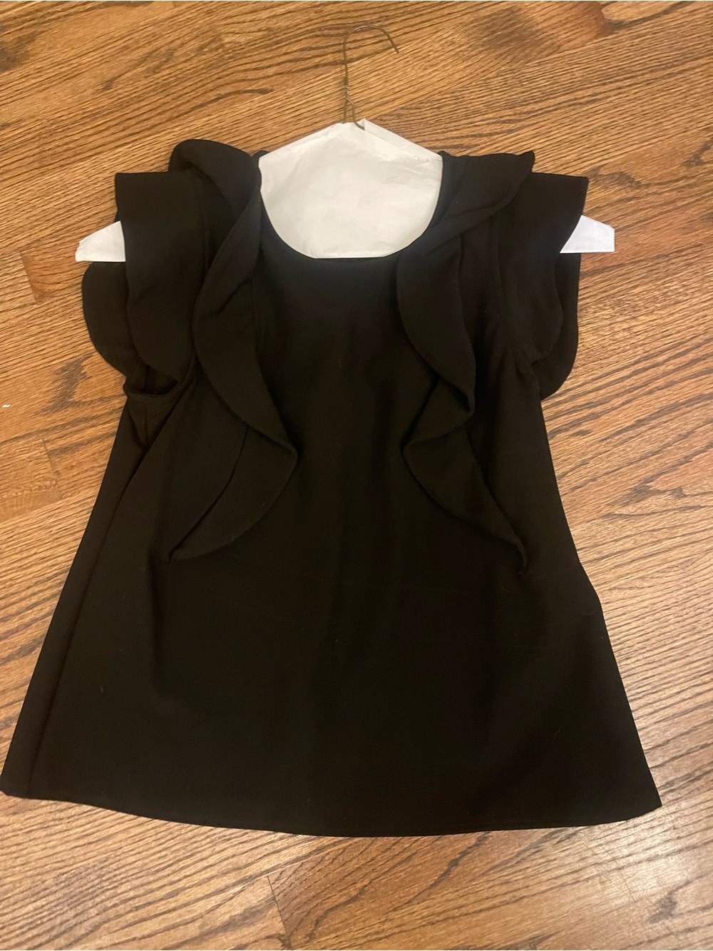 Ruffle Sleeve Black Blouse - Elegant Sleeveless Top